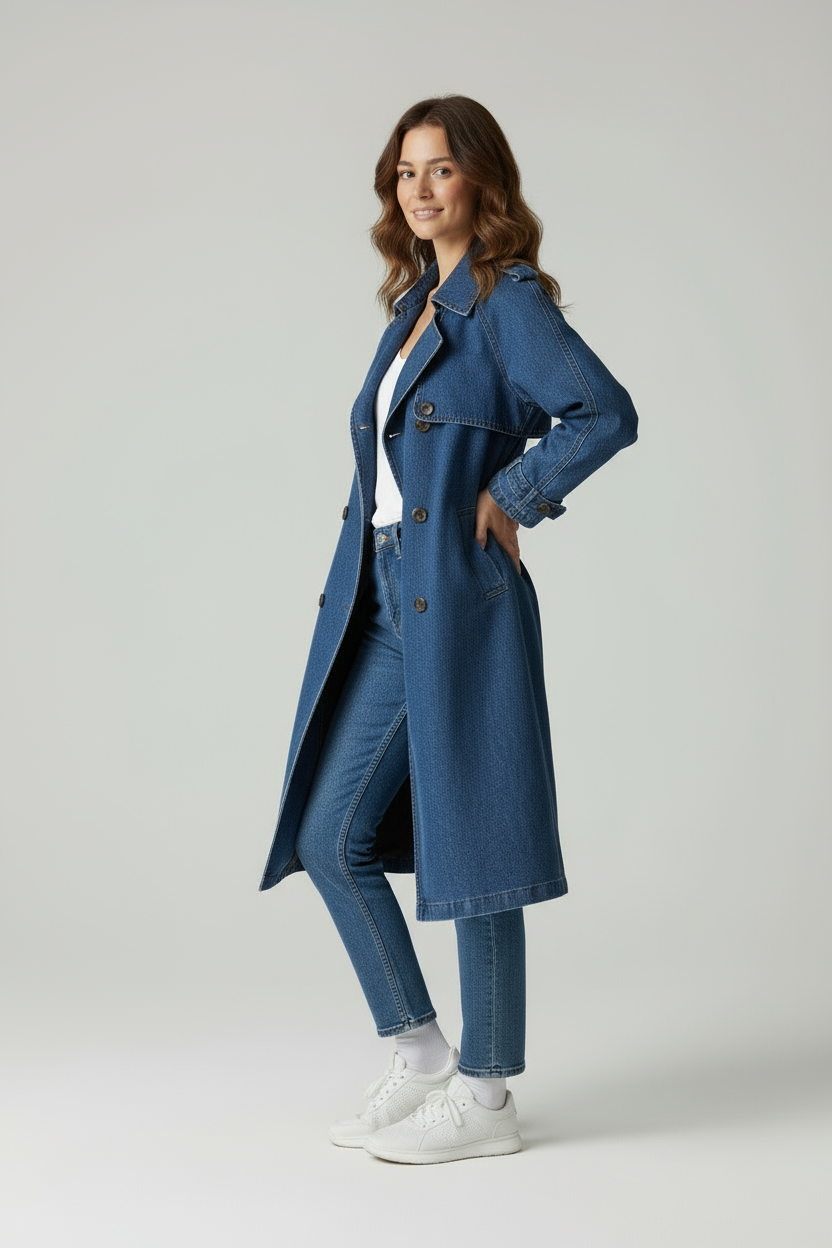 Mila | Denim Trenchcoat voor dames